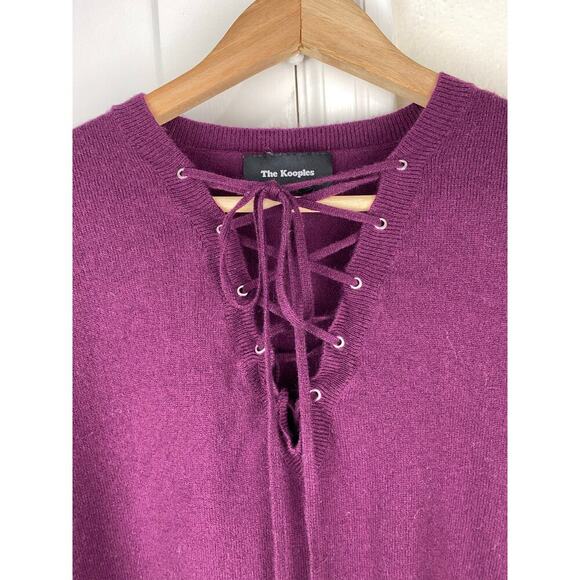 The Kooples Women's L Purple Wool Cashmere Blend Lace Up Neck Sweater - Picture 6 of 6